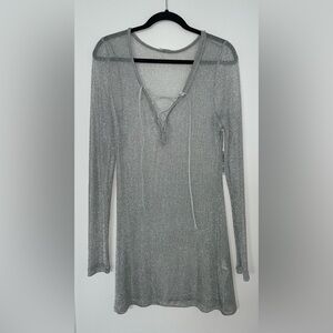 Silver Mesh Swim Cover-up Dress